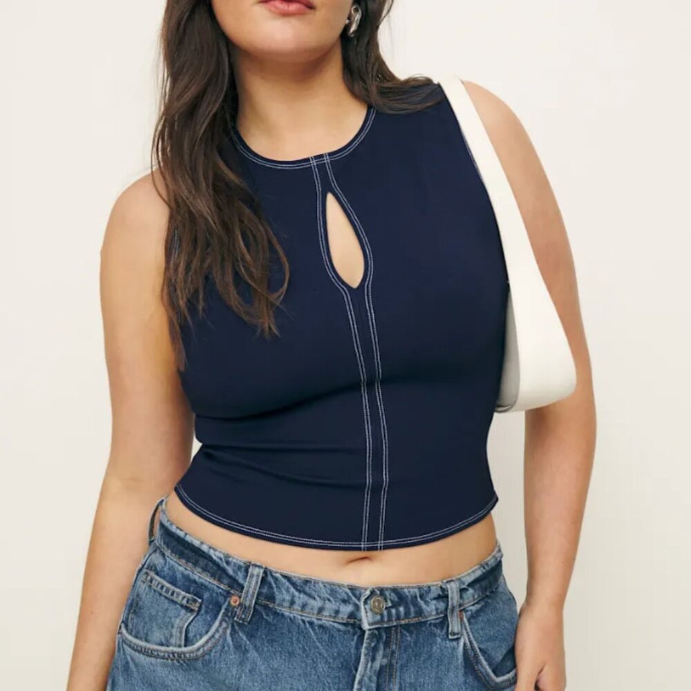 Reformation Navy Sleeveless Top Small